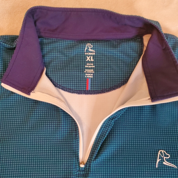 Green and Navy RHOBACK Houndstooth 1/4 Zip Pullover - Picture 2 of 6